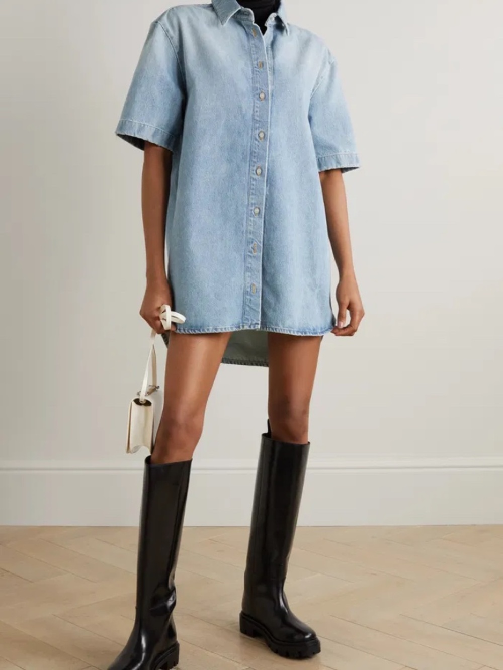 LOULOU STUDIO DE SAISON  Sant Denim Mini Shirt Dress Size Small